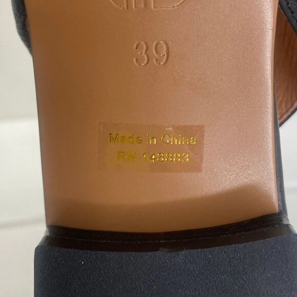 Bibi Lou Moto Slingback Flats 8 Black Leather Buckles - Picture 7 of 8